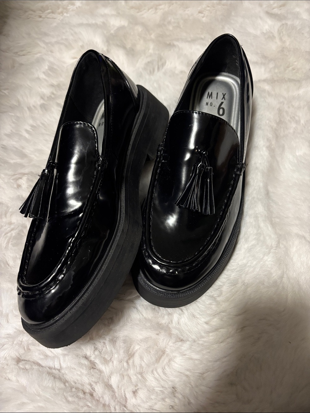 Mix No. 6 Black Tassel Loafers for Women